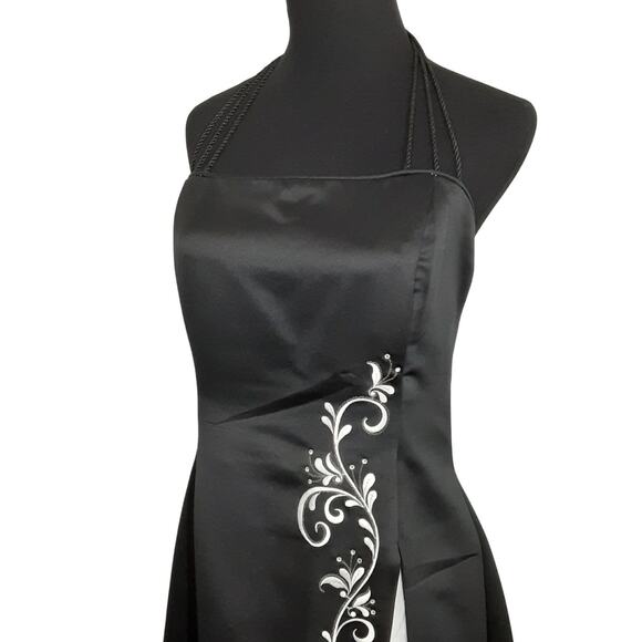 Vintage Scott McClintock 1980s Black Satin Ballgown Black Tie Evening Gown Sz 16 - Picture 2 of 14